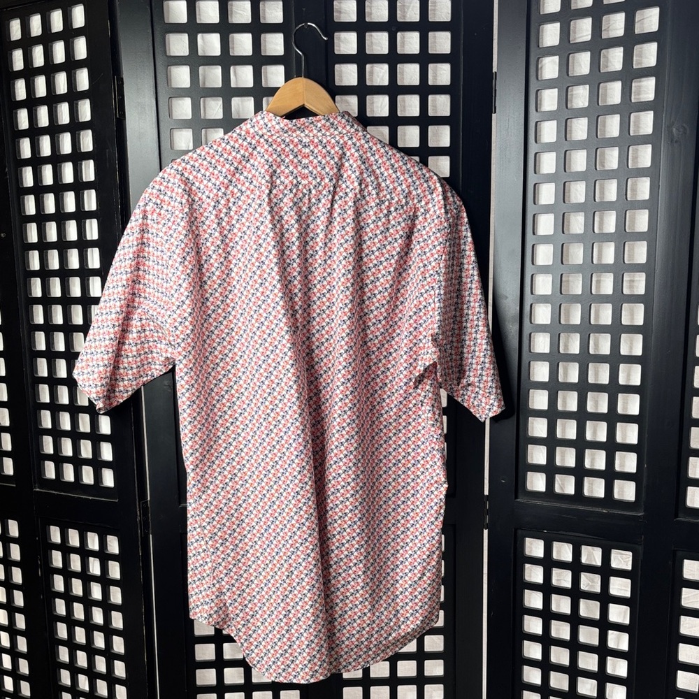 ❤️ Neiman Marcus Red Blue Bike Print Button Down Short Sleeve Shirt Men’s XXL ❤️ - Picture 8 of 16
